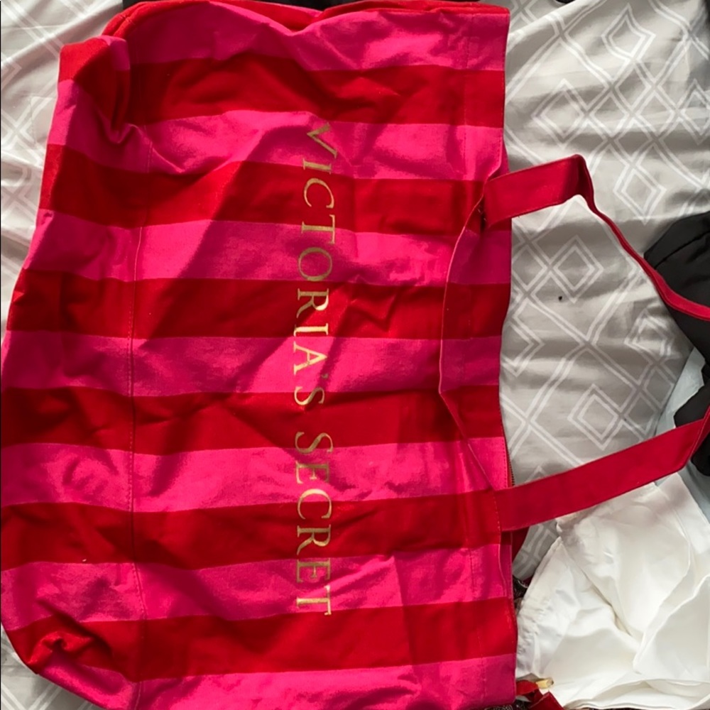 Oversized stripped Victoria secret tote
